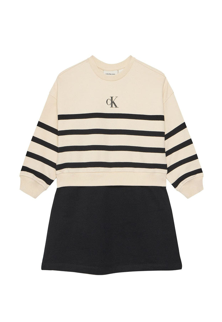 Vestito bambina Calvin Klein Jeans nero/crema in cotone