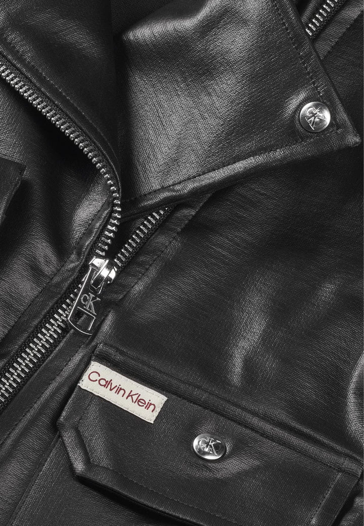 Giubbino bambina Calvin Klein Jeans nero in ecopelle
