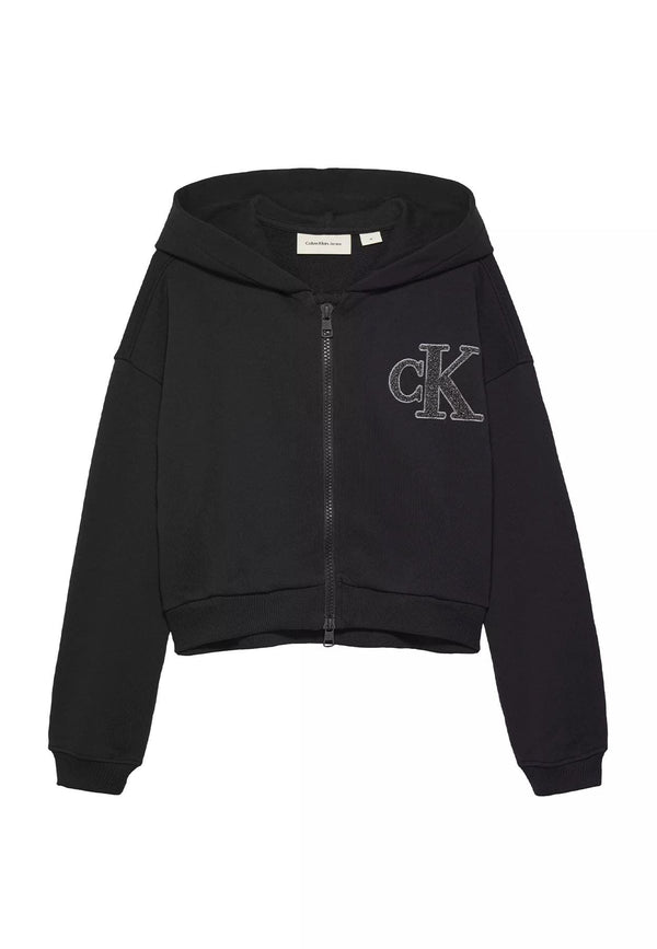 Felpa bambina Calvin Klein Jeans nera in cotone