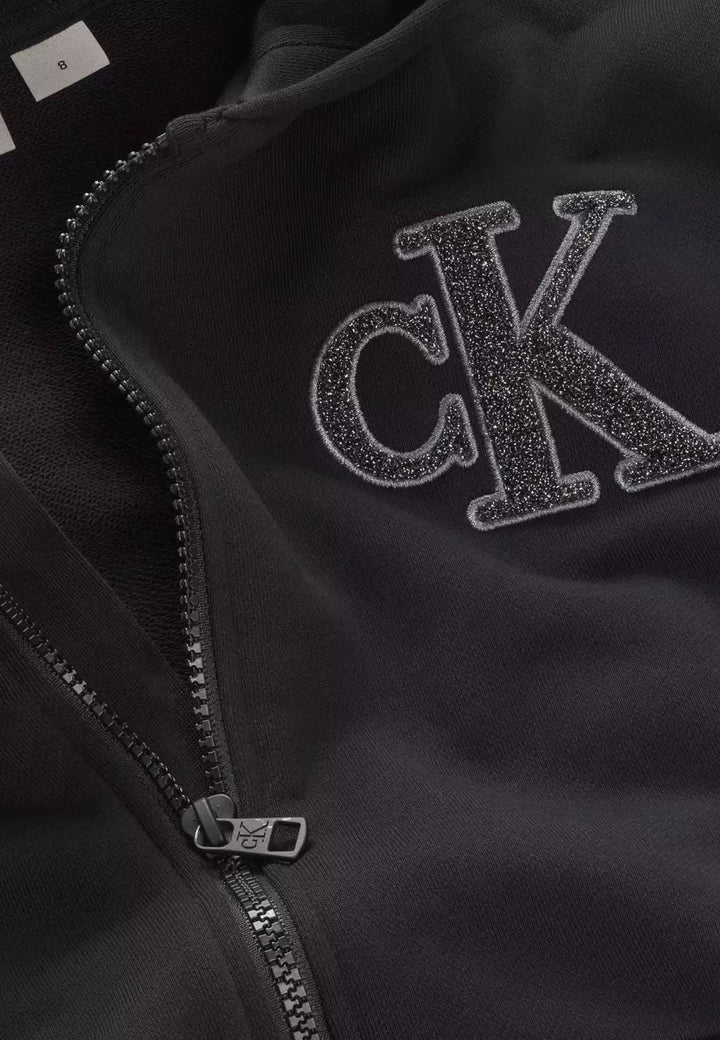 Felpa bambina Calvin Klein Jeans nera in cotone