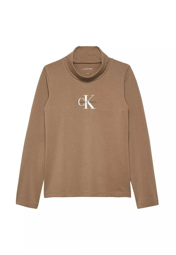 Maglia bambina Calvin Klein Jeans beige scuro in cotone