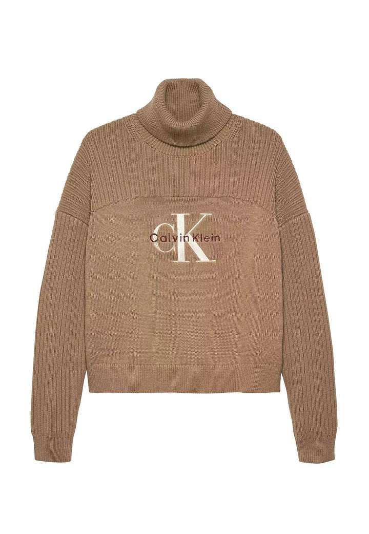 Maglia bambina Calvin Klein Jeans beige scuro in cotone