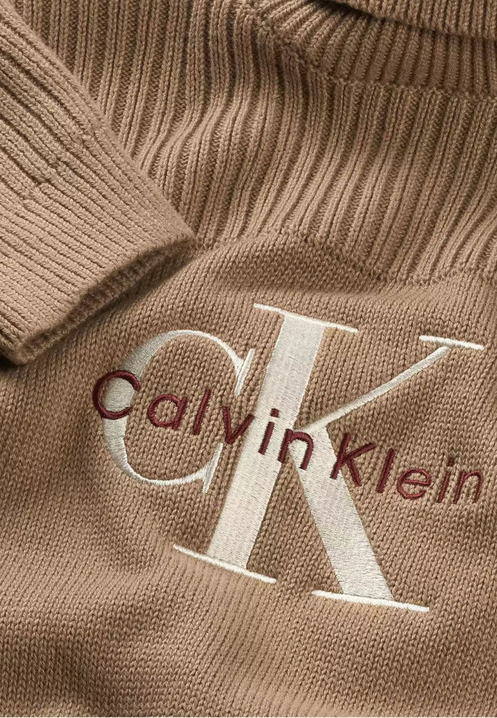 Maglia bambina Calvin Klein Jeans beige scuro in cotone