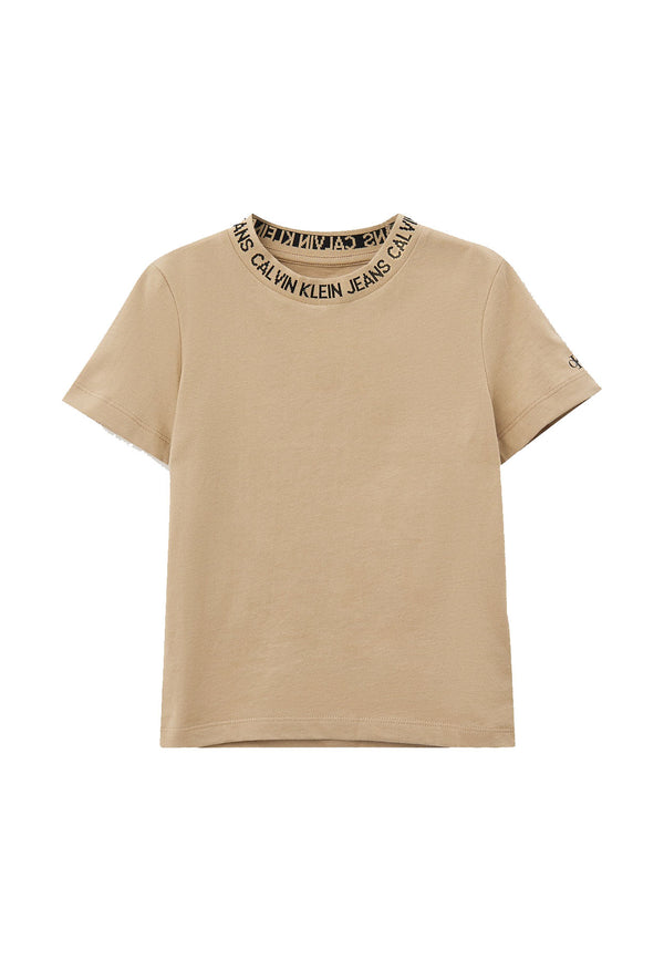 T-shirt bambino Calvin Klein Jeans beige in cotone