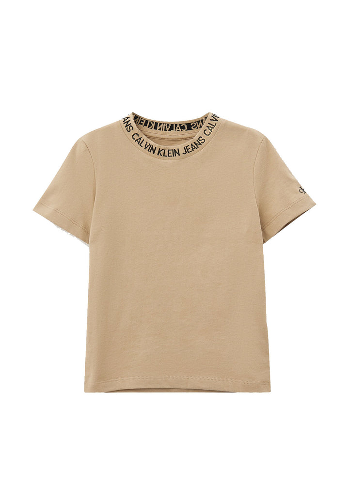 T-shirt bambino Calvin Klein Jeans beige in cotone