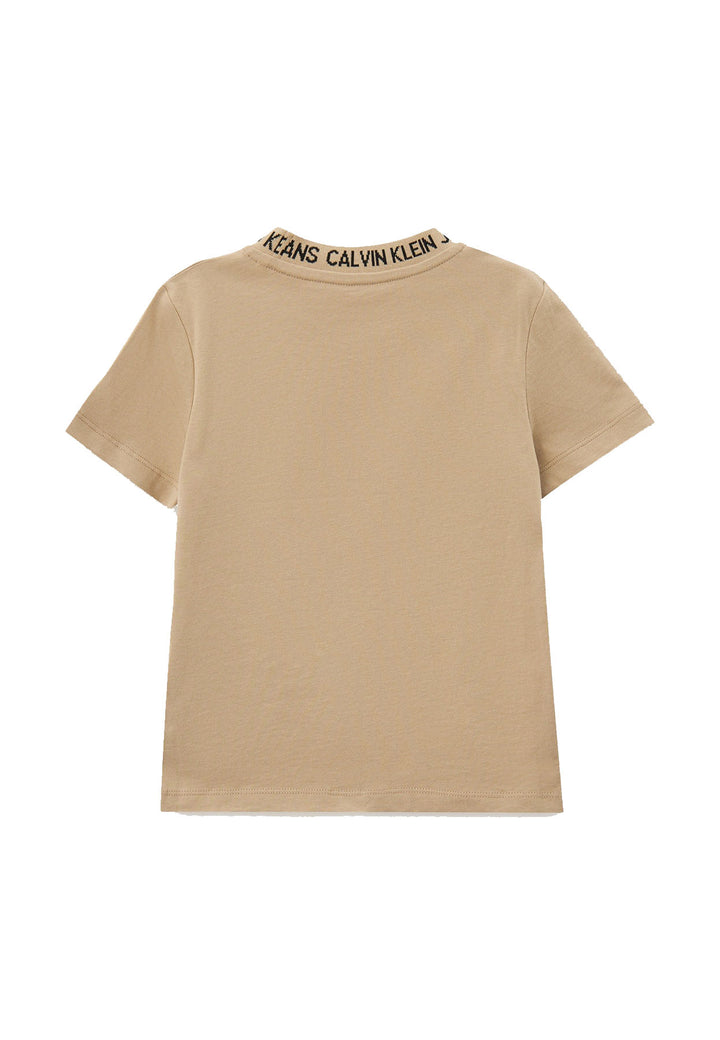 T-shirt bambino Calvin Klein Jeans beige in cotone