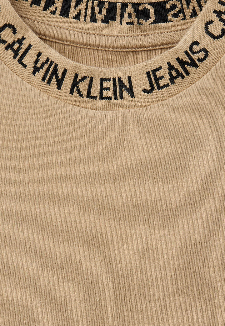 T-shirt bambino Calvin Klein Jeans beige in cotone
