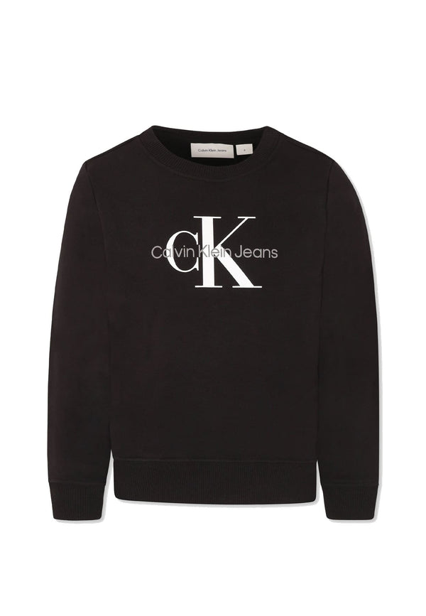 Felpa unisex Calvin Klein Jeans kids nera in cotone