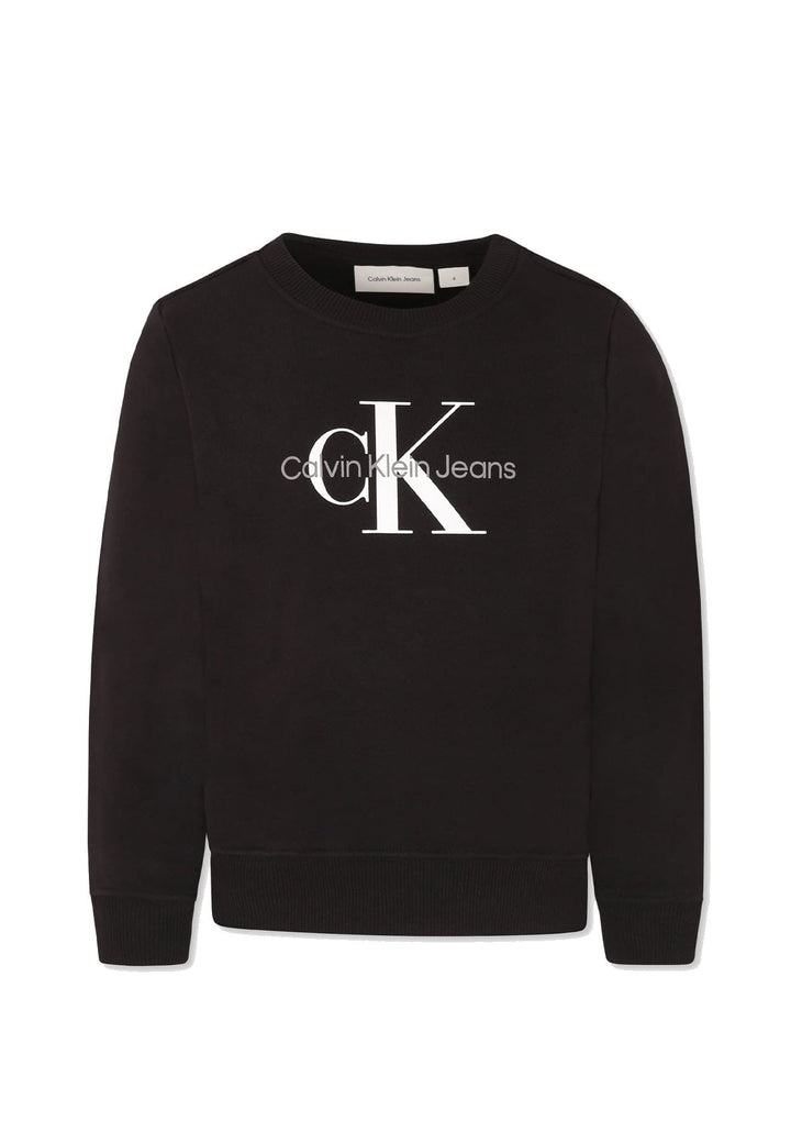 Felpa unisex Calvin Klein Jeans kids nera in cotone