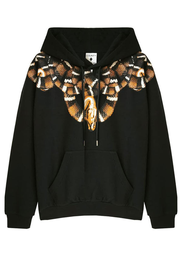 Felpa cappuccio unisex nera County of Milan in cotone