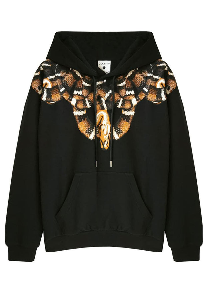 Felpa cappuccio unisex nera County of Milan in cotone