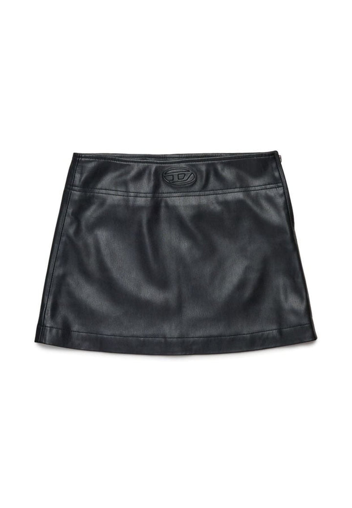 Gonna corta bambina Diesel Kid nera in tessuto spalmato