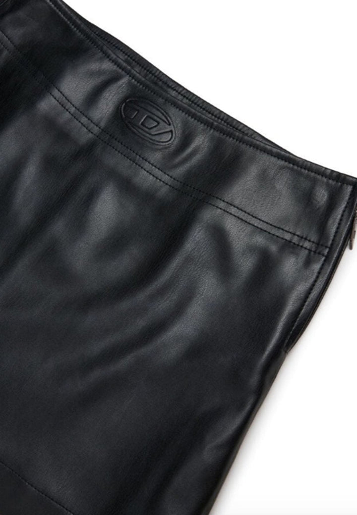 Gonna corta bambina Diesel Kid nera in tessuto spalmato