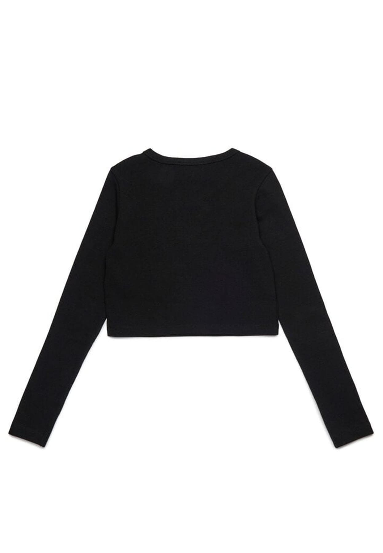 T- shirt bambina Diesel Kid nera in jersey di cotone