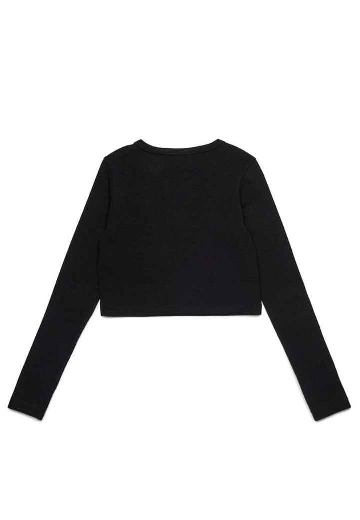 T- shirt bambina Diesel Kid nera in jersey di cotone