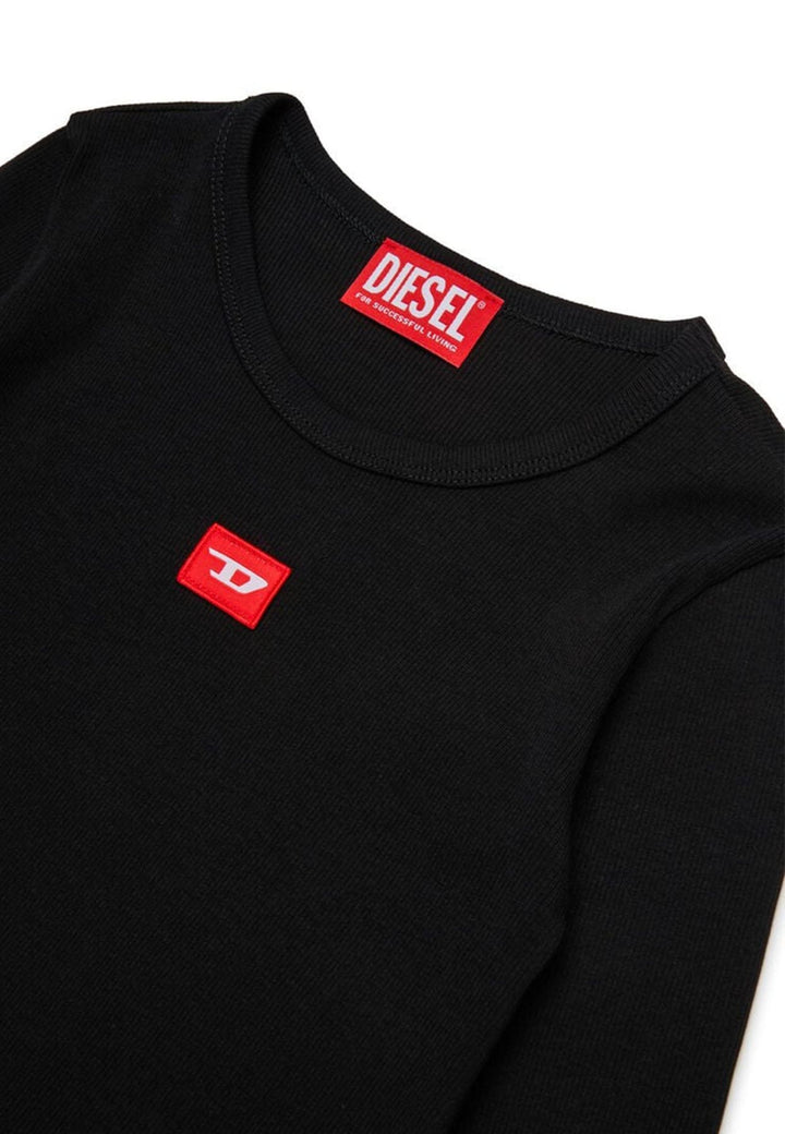 T- shirt bambina Diesel Kid nera in jersey di cotone