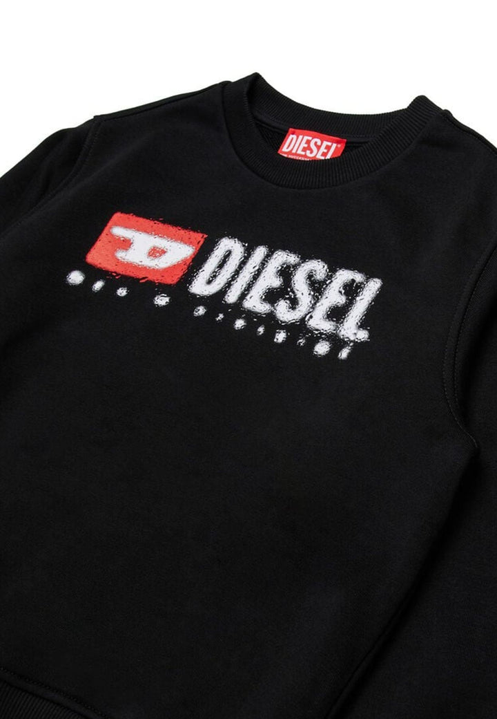 Felpa bambino Diesel Kid nera in cotone