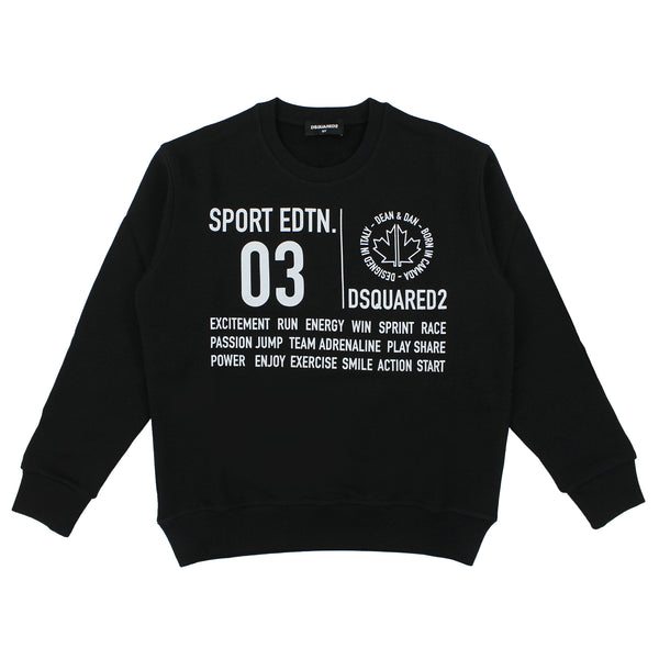 Felpa bambino Dsquared2 Sport Edtn.03 nera in cotone