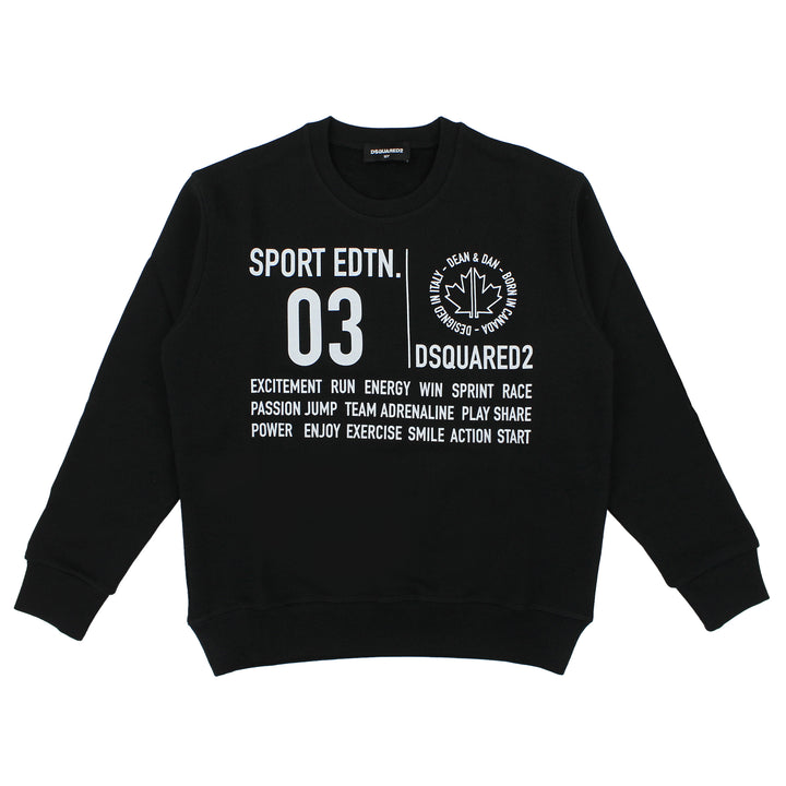 Felpa bambino Dsquared2 Sport Edtn.03 nera in cotone
