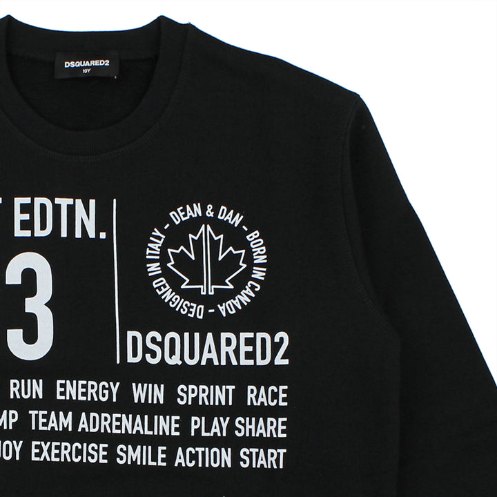 Felpa bambino Dsquared2 Sport Edtn.03 nera in cotone