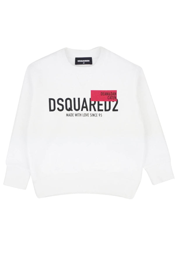 Felpa bambino Dsquared2 bianca in cotone