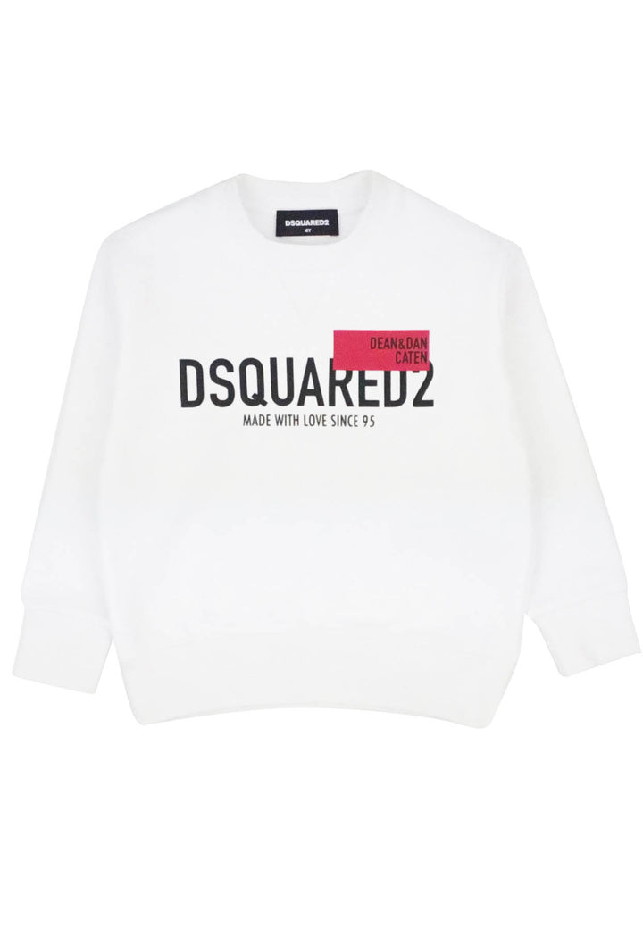Felpa bambino Dsquared2 bianca in cotone