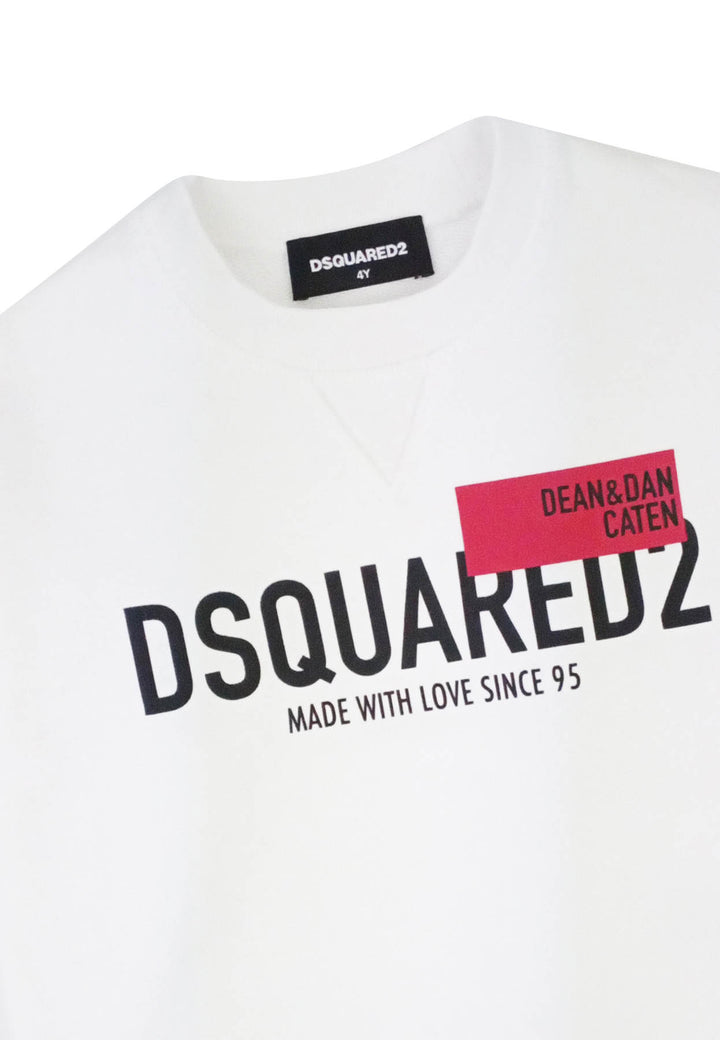 Felpa bambino Dsquared2 bianca in cotone