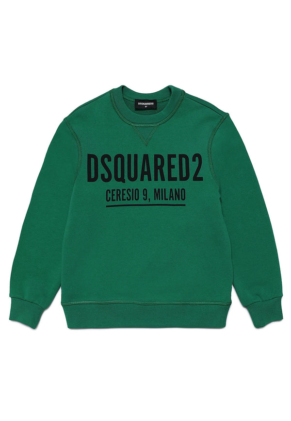 Felpa bambino Dsquared2 verde in cotone