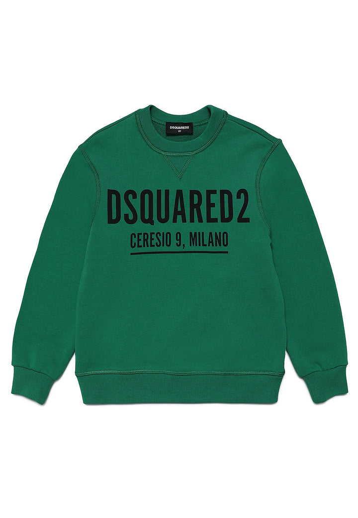 Felpa bambino Dsquared2 verde in cotone