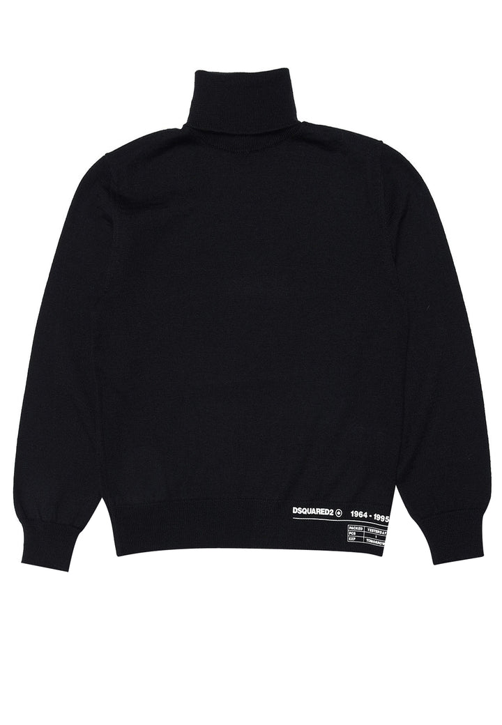 Maglia bambino Dsquared2 nera in misto lana