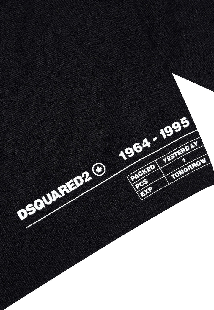 Maglia bambino Dsquared2 nera in misto lana