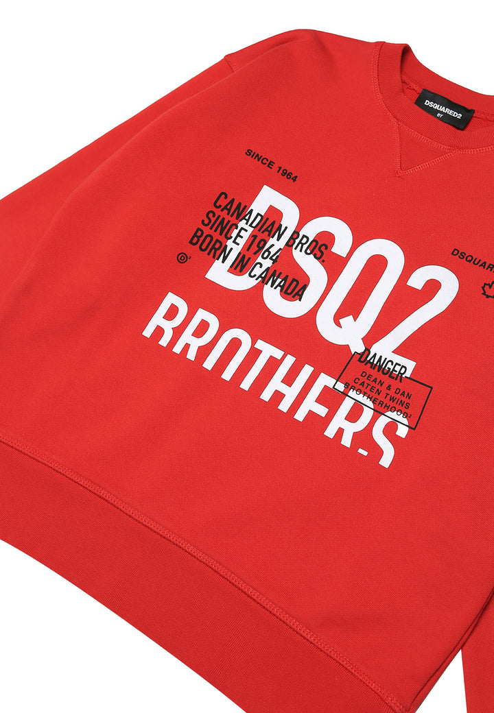 Felpa bambino Dsquared2 rossa in cotone