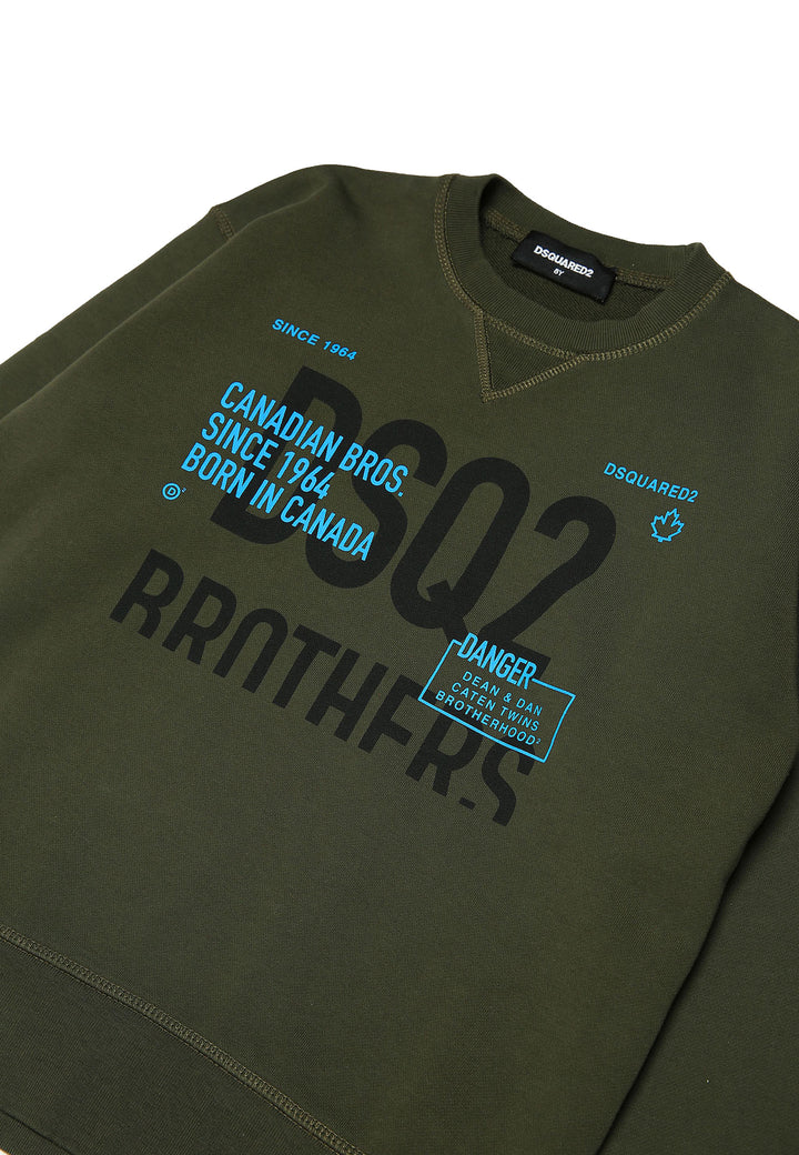 Felpa bambino Dsquared2 verde in cotone