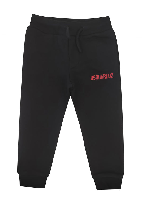 Pantalone bambino Dsquared2 nero in felpa di cotone