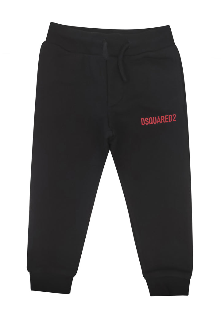 Pantalone bambino Dsquared2 nero in felpa di cotone