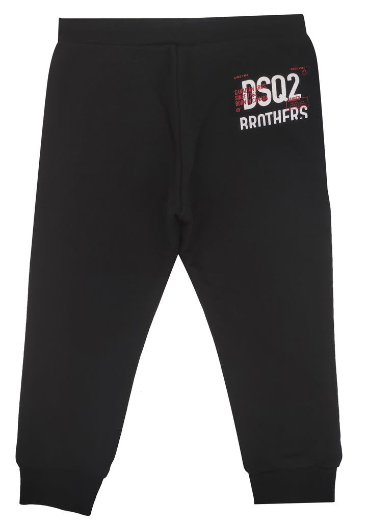Pantalone bambino Dsquared2 nero in felpa di cotone