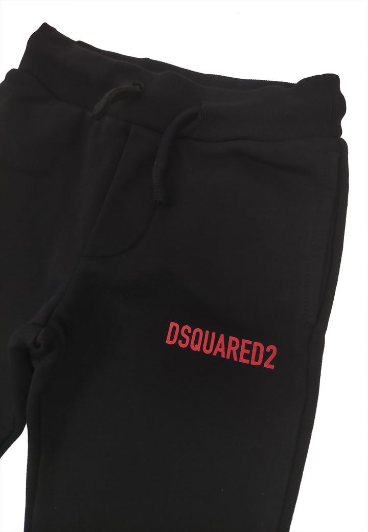 Pantalone bambino Dsquared2 nero in felpa di cotone