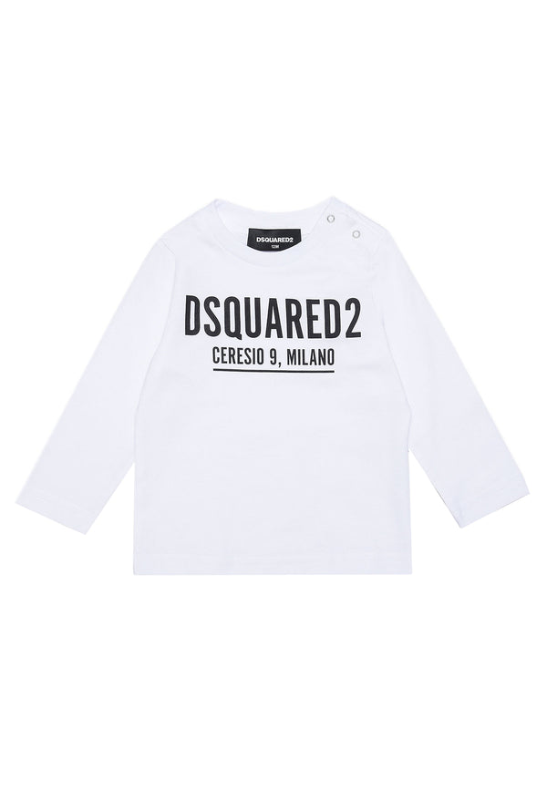 T-shirt neonato Dsquared2 bianca in jersey di cotone