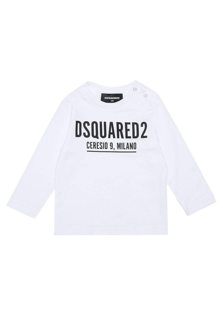 T-shirt neonato Dsquared2 bianca in jersey di cotone