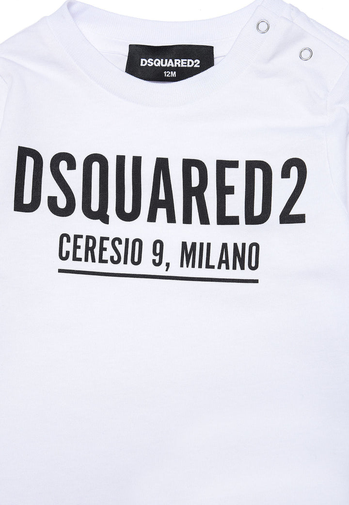 T-shirt neonato Dsquared2 bianca in jersey di cotone