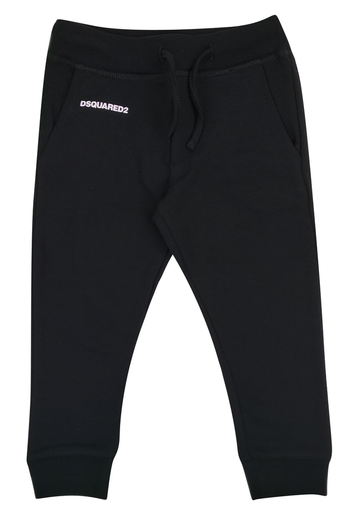 Pantalone sportivo bambino Dsquared2 nero in cotone