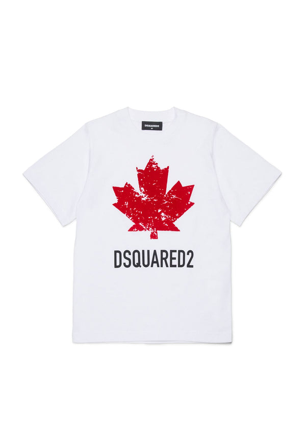 T-shirt bambino Dsquared2 bianca in cotone