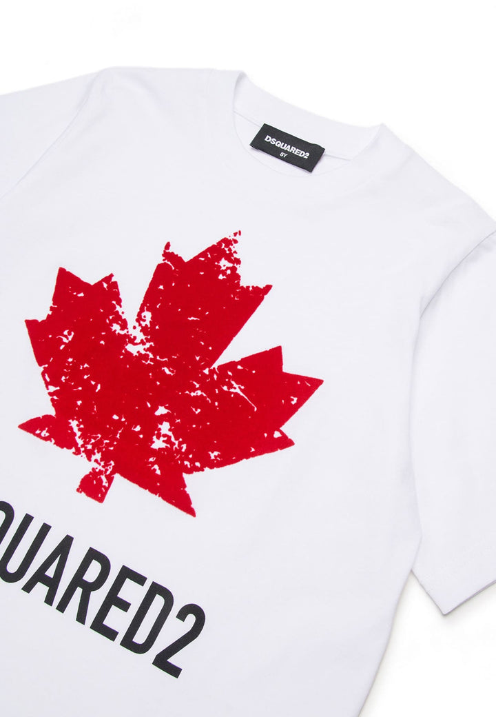 T-shirt bambino Dsquared2 bianca in cotone