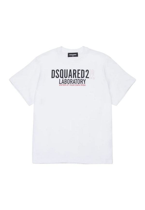 T-shirt bambino Dsquared2 bianca in cotone