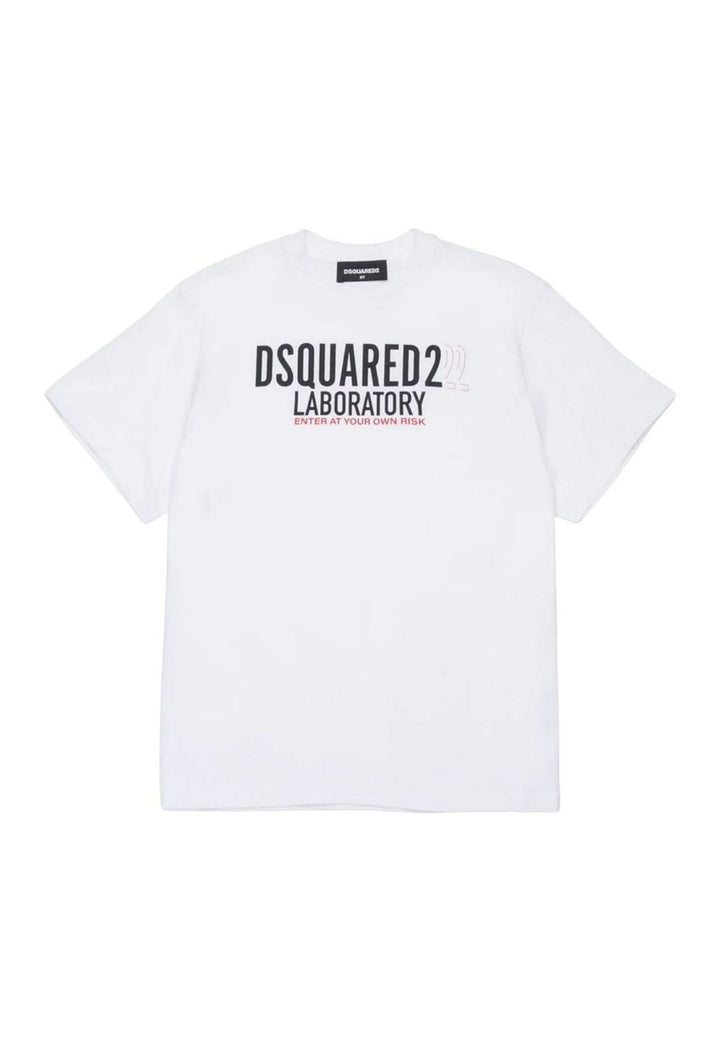 T-shirt bambino Dsquared2 bianca in cotone