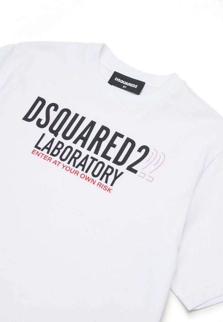 T-shirt bambino Dsquared2 bianca in cotone