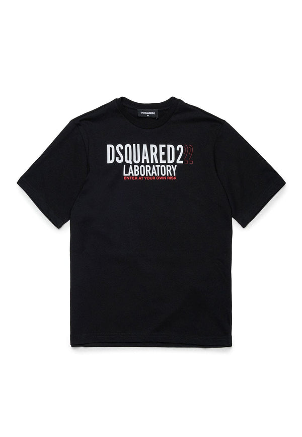 T-shirt bambino Dsquared2 nera in cotone