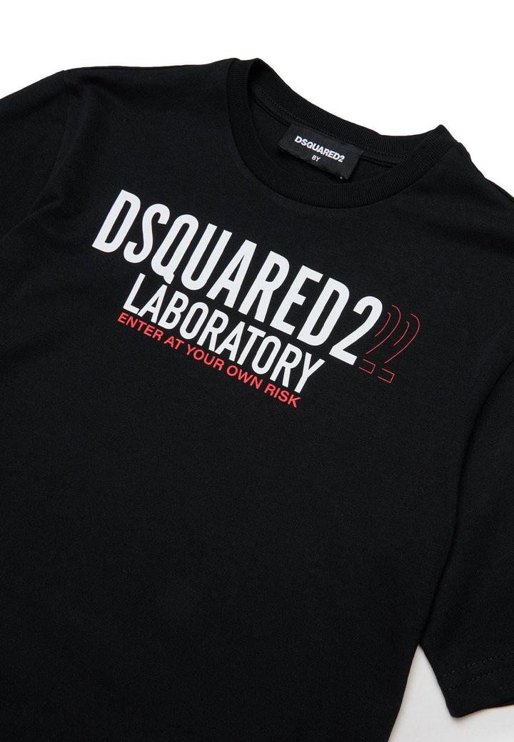 T-shirt bambino Dsquared2 nera in cotone