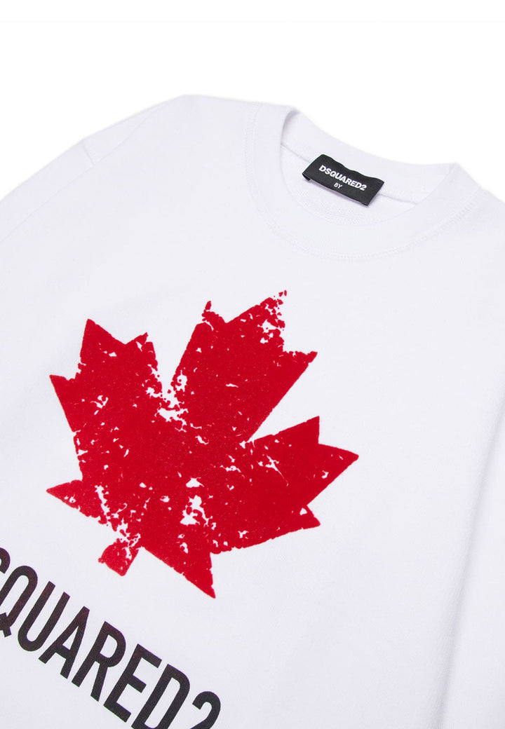 Felpa bambino Dsquared2 bianca in cotone