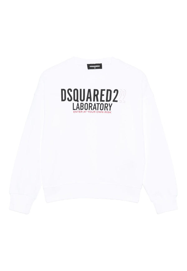 Felpa bambino Dsquared2 bianca in cotone